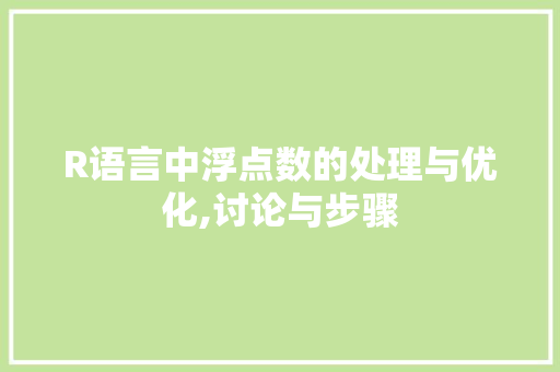 R语言中浮点数的处理与优化,讨论与步骤