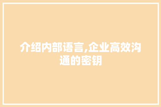 介绍内部语言,企业高效沟通的密钥 RESTful API