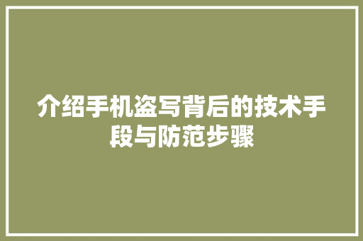 介绍手机盗写背后的技术手段与防范步骤 Ruby