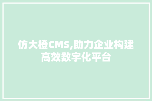 仿大橙CMS,助力企业构建高效数字化平台 Webpack