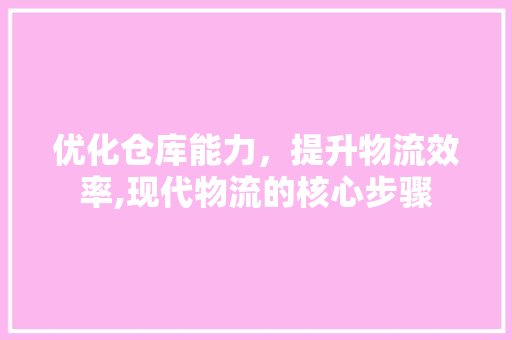 优化仓库能力，提升物流效率,现代物流的核心步骤