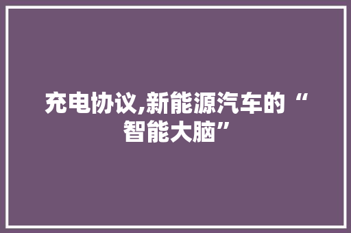 充电协议,新能源汽车的“智能大脑”