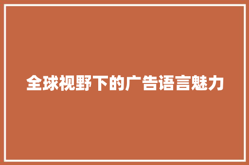 全球视野下的广告语言魅力 Python