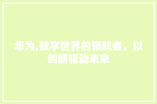 华为,数字世界的领航者，以创新驱动未来