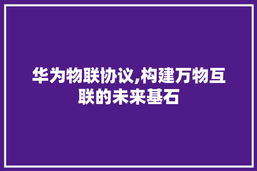 华为物联协议,构建万物互联的未来基石