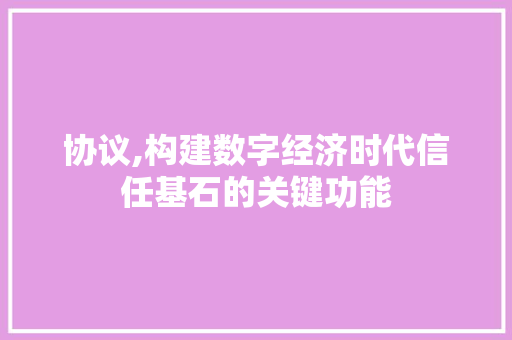 协议,构建数字经济时代信任基石的关键功能