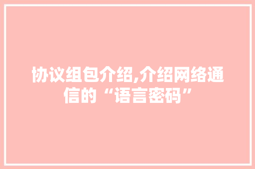 协议组包介绍,介绍网络通信的“语言密码”