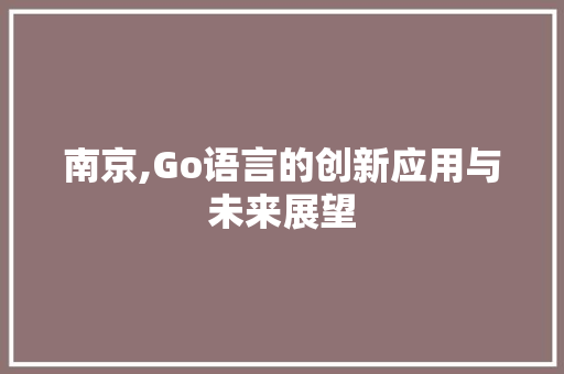 南京,Go语言的创新应用与未来展望