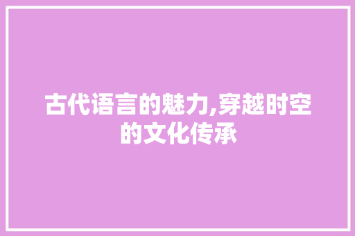 古代语言的魅力,穿越时空的文化传承