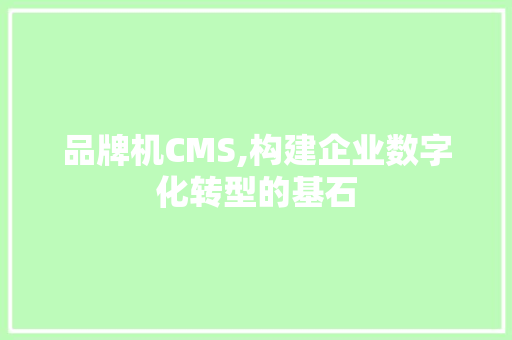 品牌机CMS,构建企业数字化转型的基石 AJAX