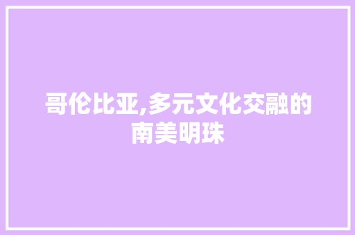 哥伦比亚,多元文化交融的南美明珠