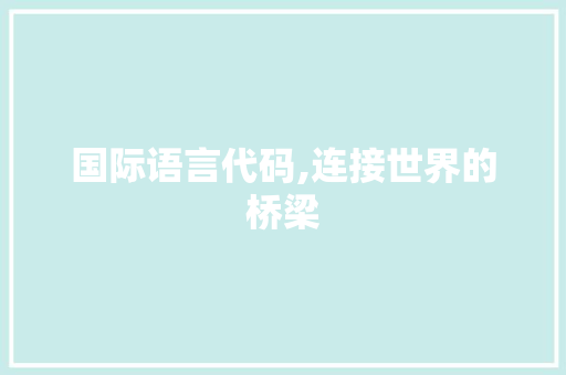 国际语言代码,连接世界的桥梁