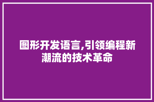 图形开发语言,引领编程新潮流的技术革命