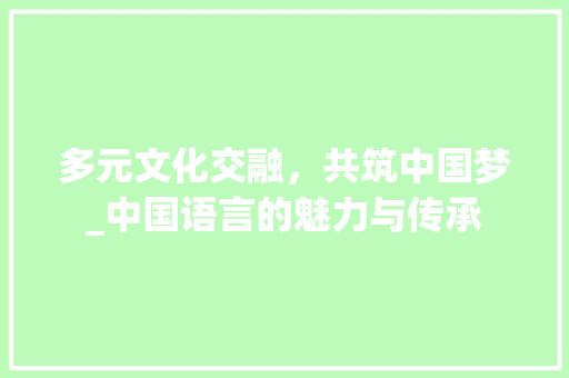 多元文化交融，共筑中国梦_中国语言的魅力与传承