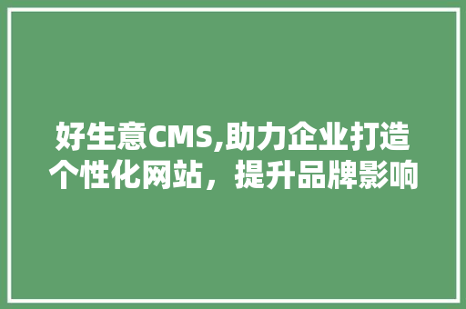 好生意CMS,助力企业打造个性化网站，提升品牌影响力