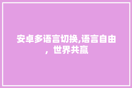 安卓多语言切换,语言自由，世界共赢