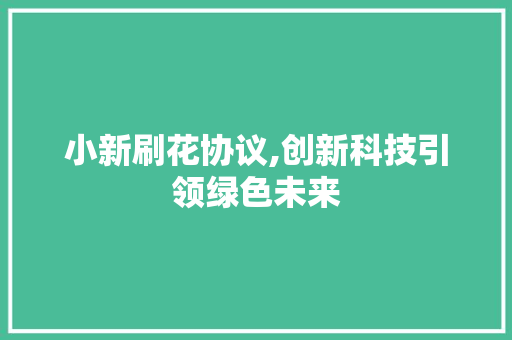 小新刷花协议,创新科技引领绿色未来