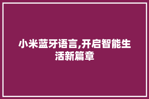 小米蓝牙语言,开启智能生活新篇章