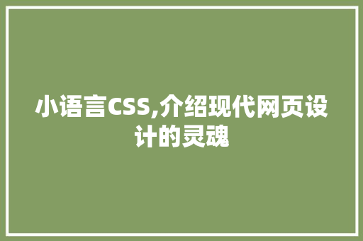 小语言CSS,介绍现代网页设计的灵魂