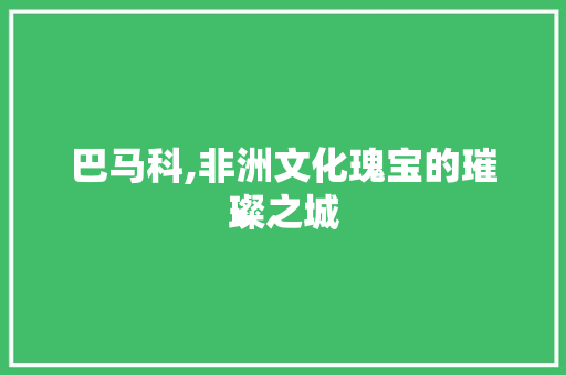 巴马科,非洲文化瑰宝的璀璨之城