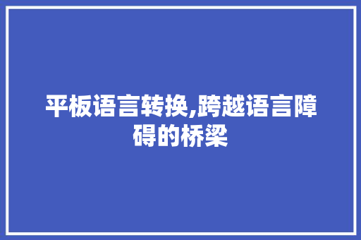 平板语言转换,跨越语言障碍的桥梁