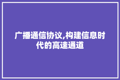 广播通信协议,构建信息时代的高速通道