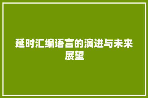 延时汇编语言的演进与未来展望