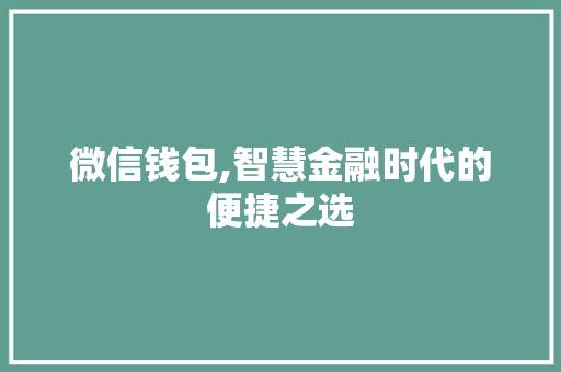 微信钱包,智慧金融时代的便捷之选