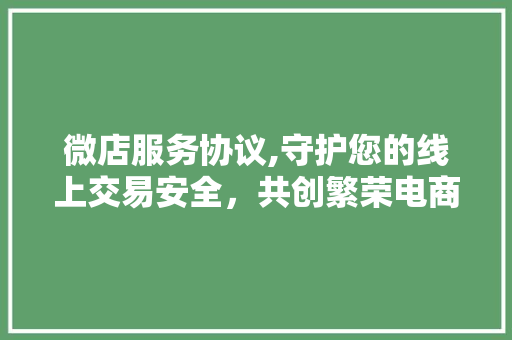 微店服务协议,守护您的线上交易安全，共创繁荣电商生态 PHP