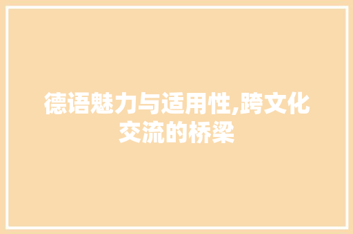 德语魅力与适用性,跨文化交流的桥梁