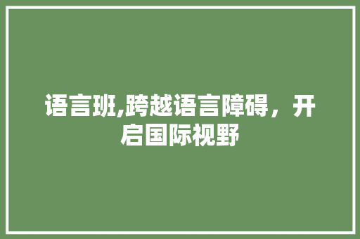 语言班,跨越语言障碍，开启国际视野