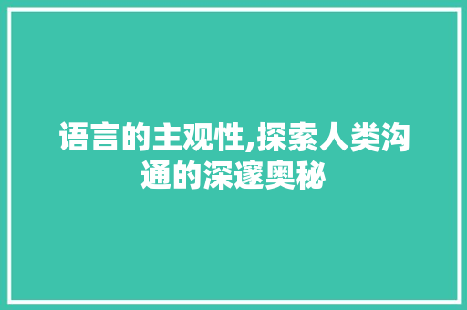 语言的主观性,探索人类沟通的深邃奥秘