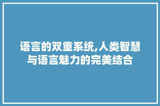 语言的双重系统,人类智慧与语言魅力的完美结合