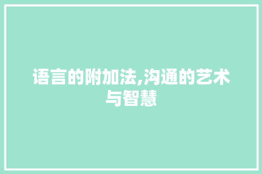 语言的附加法,沟通的艺术与智慧