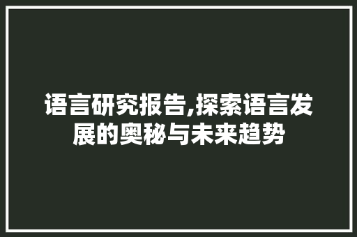 语言研究报告,探索语言发展的奥秘与未来趋势