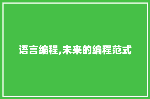 语言编程,未来的编程范式