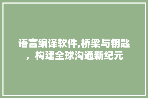 语言编译软件,桥梁与钥匙，构建全球沟通新纪元