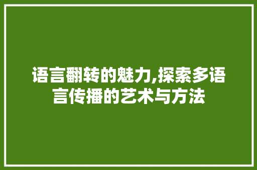 语言翻转的魅力,探索多语言传播的艺术与方法 AJAX