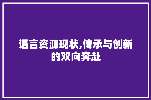 语言资源现状,传承与创新的双向奔赴