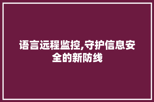 语言远程监控,守护信息安全的新防线