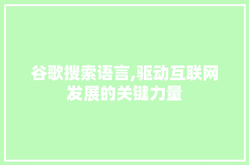 谷歌搜索语言,驱动互联网发展的关键力量