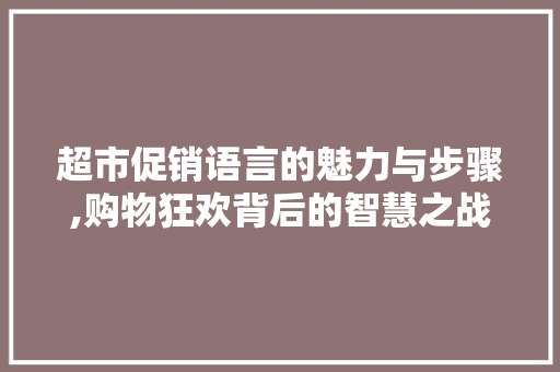 超市促销语言的魅力与步骤,购物狂欢背后的智慧之战 JavaScript