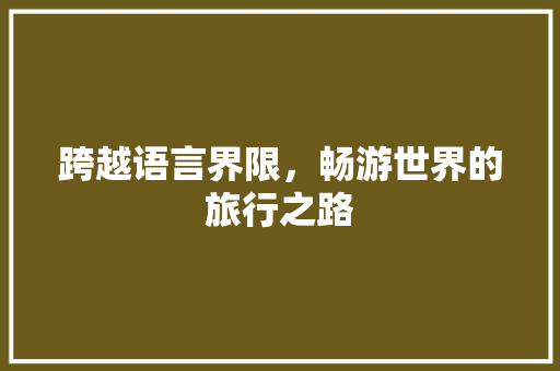 跨越语言界限，畅游世界的旅行之路