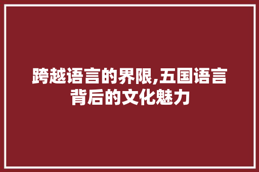 跨越语言的界限,五国语言背后的文化魅力