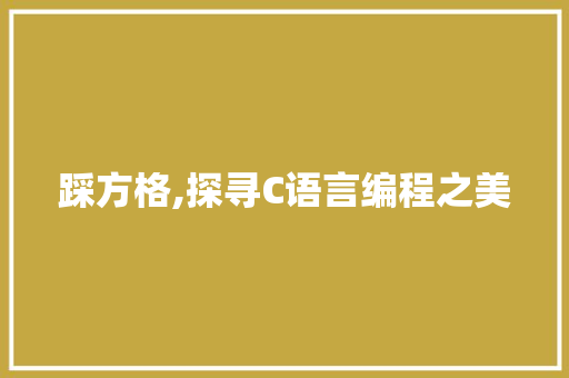 踩方格,探寻C语言编程之美