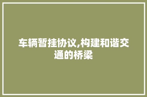 车辆暂挂协议,构建和谐交通的桥梁