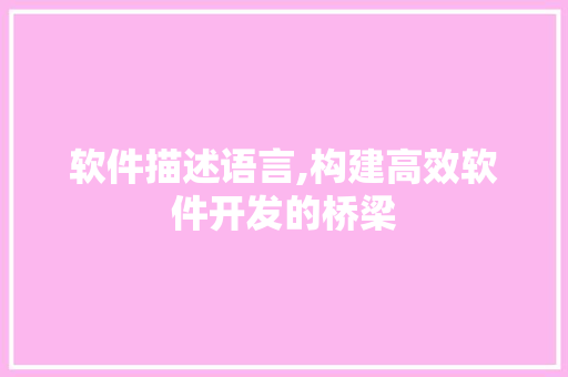 软件描述语言,构建高效软件开发的桥梁