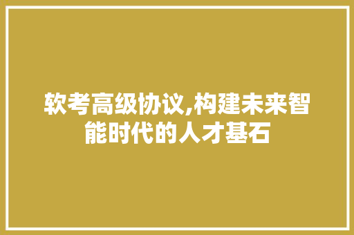 软考高级协议,构建未来智能时代的人才基石