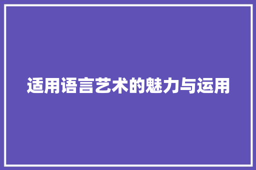 适用语言艺术的魅力与运用