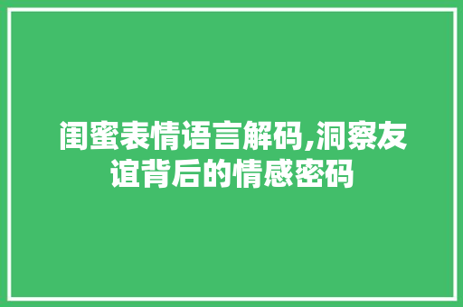 闺蜜表情语言解码,洞察友谊背后的情感密码 Java